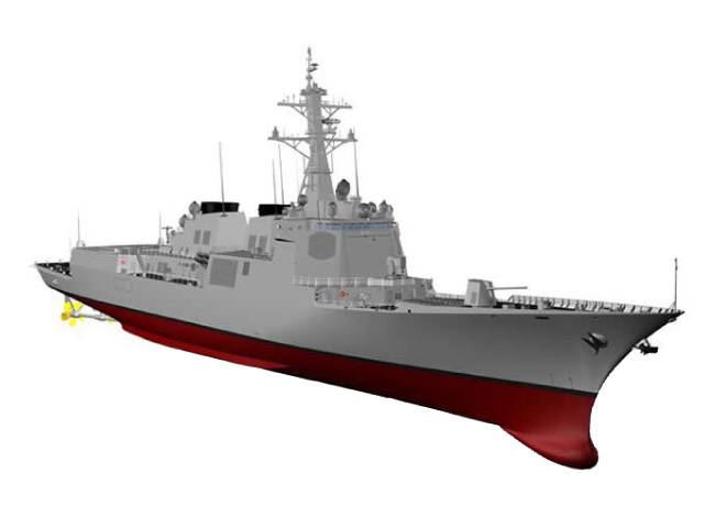 한국형 차기 구축함 KDDX 모형. [방위사업청 제공]