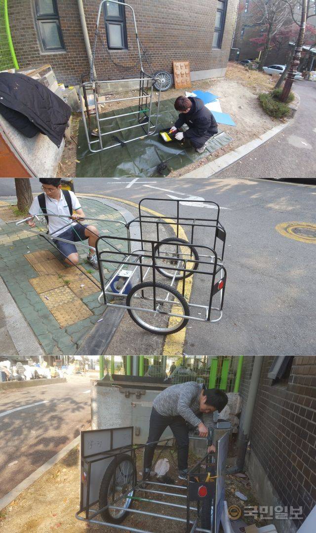 끌림은 가볍고 안전한 리어카를 고안하기 위해 무려 6개월이라는 시간을 쏟았다. 마침 그때 활동하던 공대생 팀원 덕에 공대 동아리와 협업해 끌림만의 리어카를 만들어낼 수 있었다. 끌림 제공