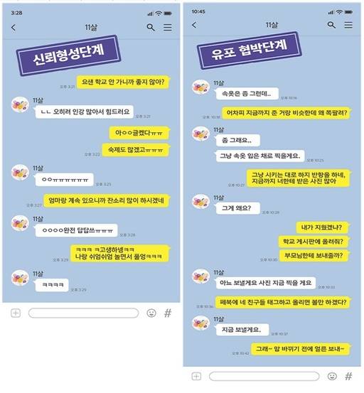 가해자와 피해자의 대화 예시. 서울시 제공