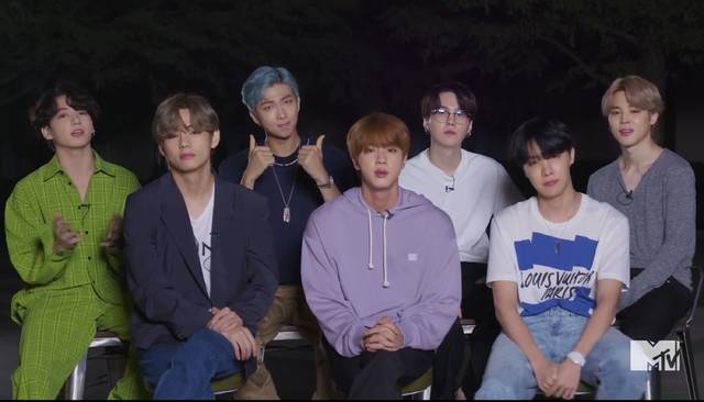 [서울=AP/뉴시스] '2020 MTV 비디오 뮤직 어워즈(VMA)' 방탄소년단