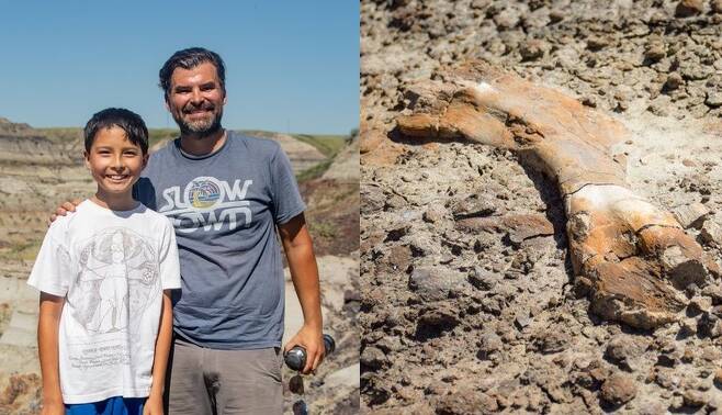 네이슨 흐루쉬킨과 그의 부친 그리고 발견된 공룡 화석