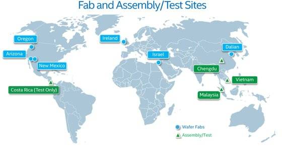 인텔의 해외 공장 현황. [자료 인텔 홈페이지]