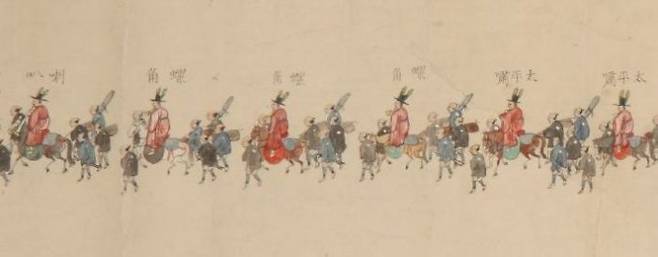 조선국통신사행렬도(朝鮮國通信使行列圖) 중 일부 모습이다. (사진=국립중앙박물관)