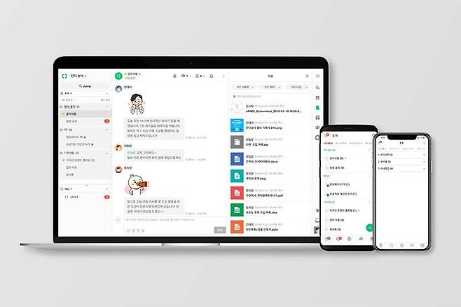 잔디는 컴퓨터, 안드로이드, iOS 등 멀티 플랫폼을 지원하는 협업툴, 업무용 메신저다. 출처=잔디