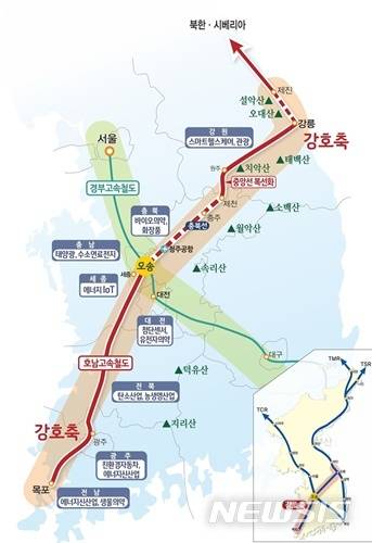 [청주=뉴시스]강호축 발전 철도망 계획도. (사진=뉴시스 DB) photo@newsis.com