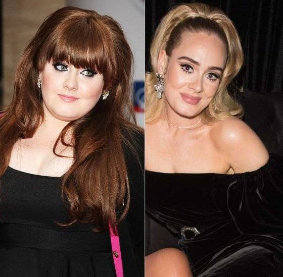 팝가수 아델의 2008년 모습(왼쪽)과 최근의 모습. 사진 AP=연합뉴스