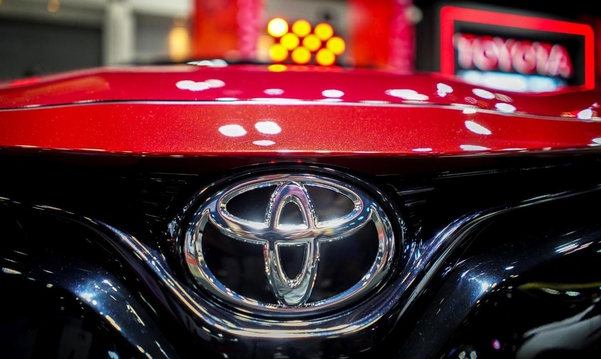 2019년 7월 4일(현지시각) 태국 방콕에서 열린 ‘방콕 오토 살롱 2019’에 일본 도요타자동차 로고가 전시돼 있다. / 로이터 연합뉴스