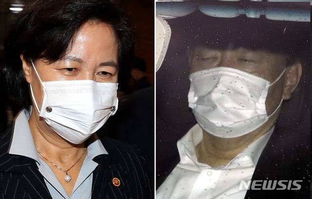 [서울=뉴시스] 전진환·최진석 기자 = 추미애(왼쪽) 법무부 장관이 지난 19일 본회의에 참석하기 위해 서울 여의도 국회로 들어오고 윤석열 검찰총장이 같은 날 서울 서초구 대검찰청으로 출근하고 있다. 법무부는 이날 오후 예정했던 윤석열 검찰총장 감찰 관련 직접 대면조사를 취소했다. 2020.11.19.   photo@newsis.com