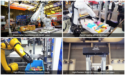Mech-Mind Robotics가 CeMAT ASIA 2020에서 스마트 물류를 위한 지능형 산업 로봇 솔루션을 선보이고 있다. (PRNewsfoto/Mech-Mind Robotics)