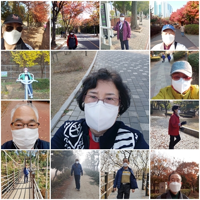 인천노인종합문화회관 비대면 걷기 프로그램 참가 노인들의 모습. 인천시설공단 제공