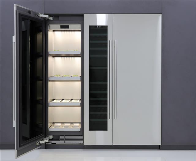 식물재배기와 와인셀러, 냉장고를 빌트인으로 구성해 놓은 모습이다.LG전자 제공