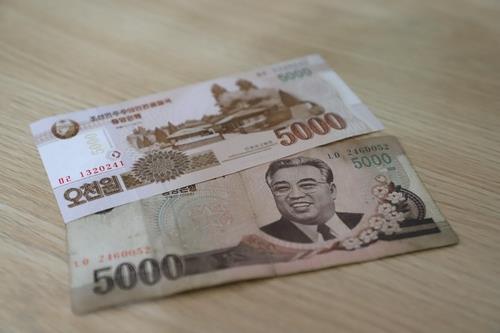 북한 원화 지폐 [평양 주재 러시아 대사관 페이스북 캡처. 재판매 및 DB 금지]