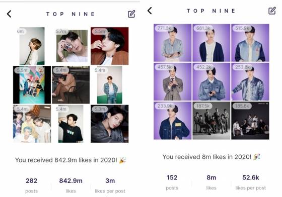방탄소년단 뷔, 2020 인스타그램 '베스트9' 점령..'좋아요♥'