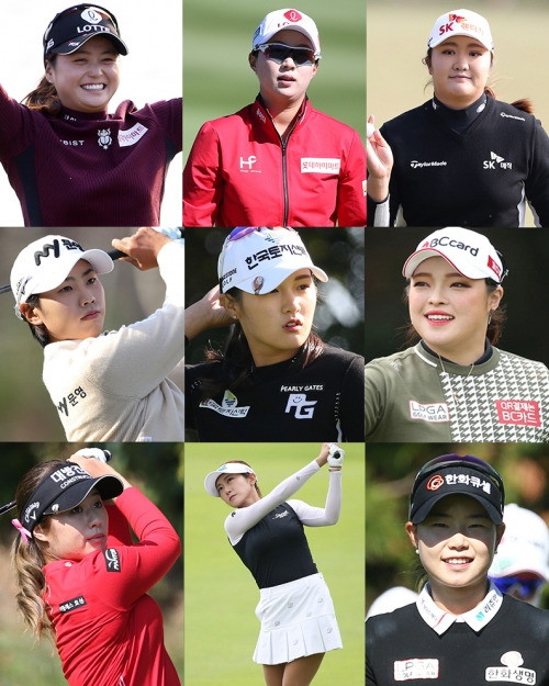 2020년 한국여자프로골프(KLPGA) 투어에서 활약한 최혜진, 김효주, 유해란, 안나린, 박현경, 장하나, 이정은6, 안소현, 임희정 프로. 사진제공=KLPGA