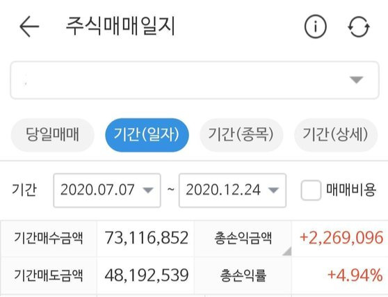 '서학개미' D씨는 올해부턴 '동학개미'로도 활동했다. 300만원 정도 투자금을 가지고 사고팔고를 반복하며 5개월동안 220만원 가량의 수익을 올렸다.