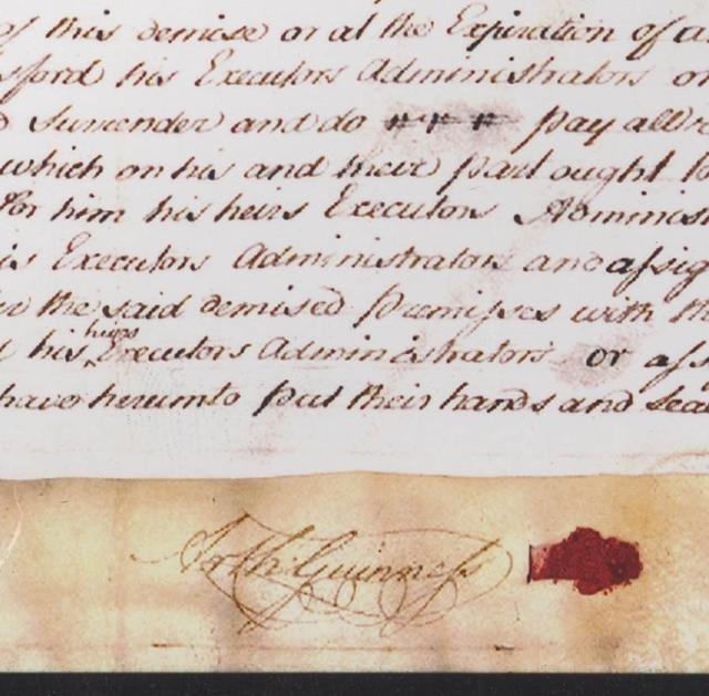 기네스 맥주의 설립자 아서 기네스가 1759년 체결한 양조장 부지 9,000년 임차 계약서 일부. guinness.com