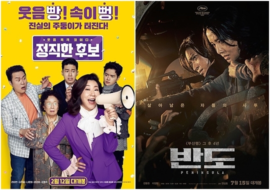 플릭스패트롤의 한국 넷플릭스 2020년 영화부문 톱10에서 국내영화로선 가장 높은 순위를 차지한 ‘정직한 후보’(2위)와 5위 ‘반도’