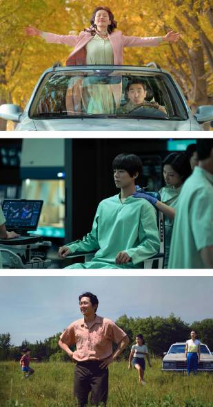 From the top, scenes from upcoming films “Life is Beautiful,” “Seobok” and “Minari.” [LOTTE ENTERTAINMENT, CJ ENTERTAINMENT, PAN CINEMA]