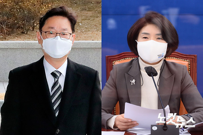 박범계 법무부장관 후보자와 한정애 환경부장관 후보자. 박종민·윤창원 기자