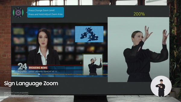 2021년 네오 QLED 등에 적용된 ‘수어 확대’ 기능./ 삼성전자 유튜브 채널 캡처