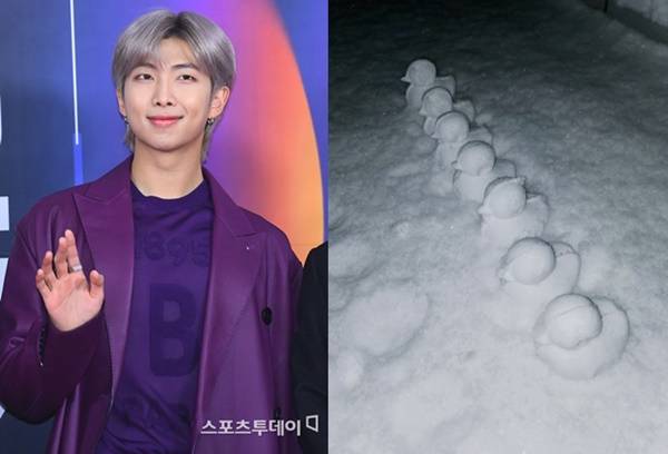 방탄소년단 RM 오리 눈사람 눈오리 / 사진=DB, 방탄소년단 SNS