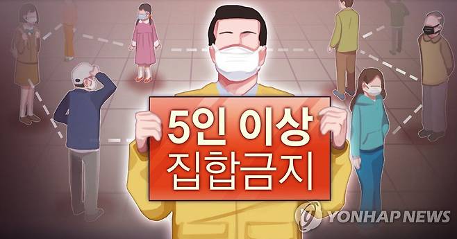 5인 이상 집합금지 행정명령 그래픽 /연합뉴스