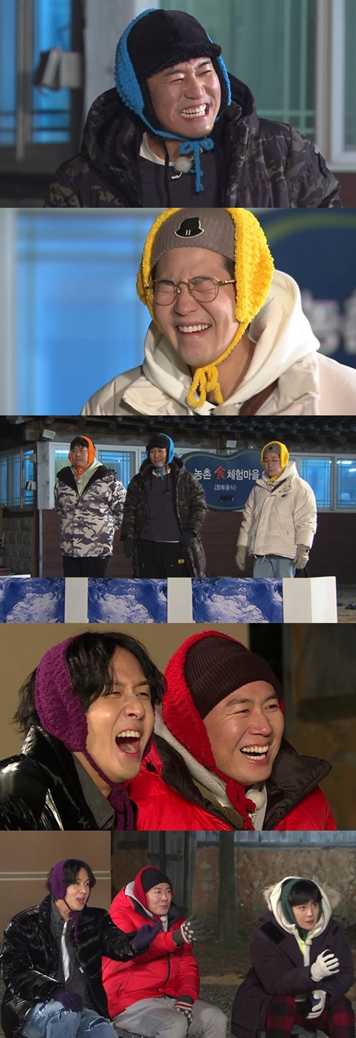 ‘1박 2일’ 멤버들이 빙판 위 아슬아슬한 연기를 펼친다. 사진=KBS