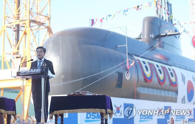 장보고-Ⅲ 배치-Ⅰ 2번함 안무함 진수식 [연합뉴스 자료사진]