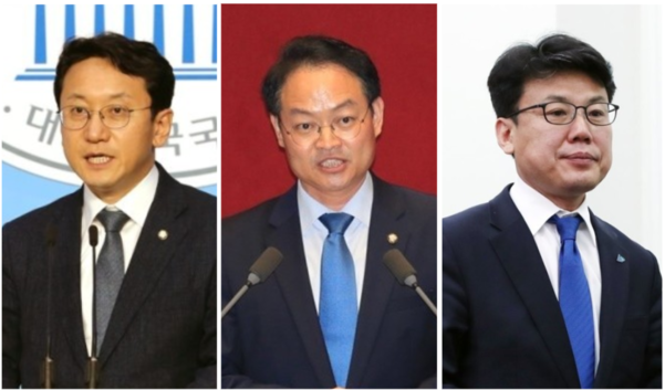 왼쪽부터 민주당 천준호 의원, 허영 의원, 진성준 의원/연합뉴스