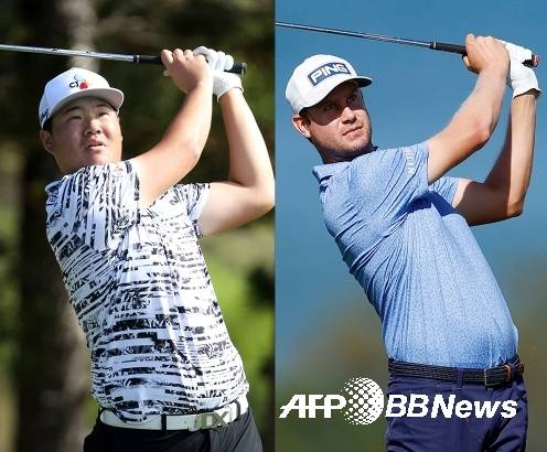 2021년 미국프로골프(PGA) 투어 센트리 토너먼트 오브 챔피언스에 출전한 임성재 프로와 우승을 차지한 해리스 잉글리시. 사진은 미국 하와이주 마우이의 카팔루아의 플렌테이션 코스에서 열린 최종라운드에서 경기하는 모습이다. 사진제공=ⓒAFPBBNews = News1