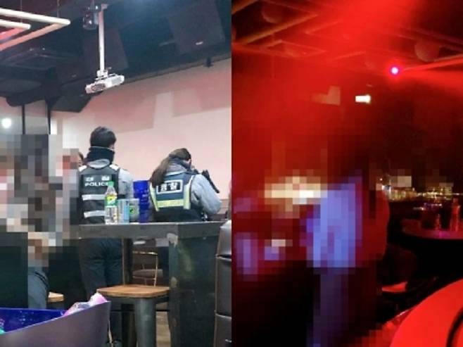 경찰이 단속을 나오자 A클럽라운지는 일반 술집처럼 조명을 밝게하고 음악을 껐다. 하지만 경찰이 떠나자 '클럽'으로 변했다./사진=머니투데이 취재팀