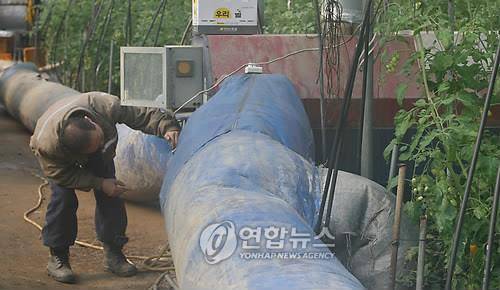 비닐하우스 열풍기 가동 [연합뉴스 자료사진]