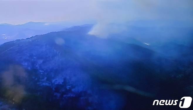 홍천군 동면 좌운리의 한 야산 정상부근에서 발생한 산불(북부산림청 제공)© 뉴스1