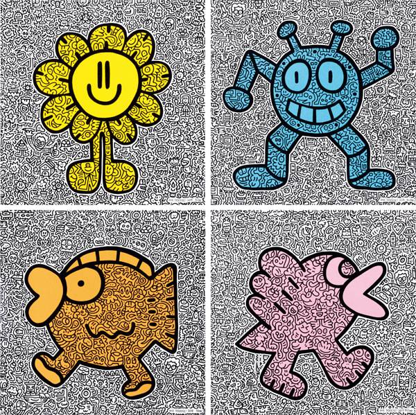 미스터 두들 프린트 작품.