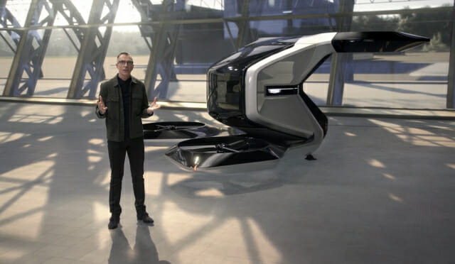 CES 2021 GM 기조연설에서 공개된 캐딜락 도심 항공 모빌리티 콘셉트 모델 eVTOL(사진=GM CES 2021 영상 캡처)