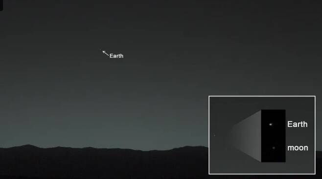 지난 2014년 큐리오시티가 촬영한 지구와 달의 모습
