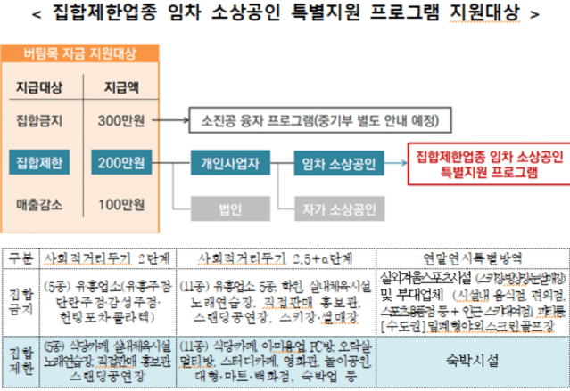 집합제한업종 소상공인 특별지원 프로그램.(자료=금융위원회)