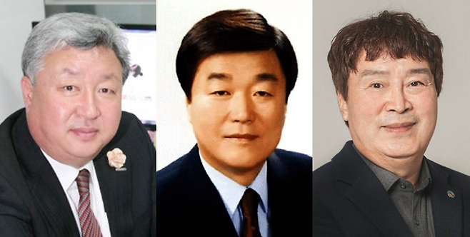 제 31대 대한배드민턴협회장 선거에 출마한 서명원(왼쪽부터 기호 순), 김봉섭, 김택규 후보. 사진=각 후보 제공