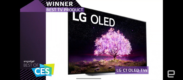 LG 올레드TV가 이번 CES 2021에서 최고의 상을 받음에 따라 LG는 7년 연속 최고의 자리를 지키게 됐다./CES 화면캡처