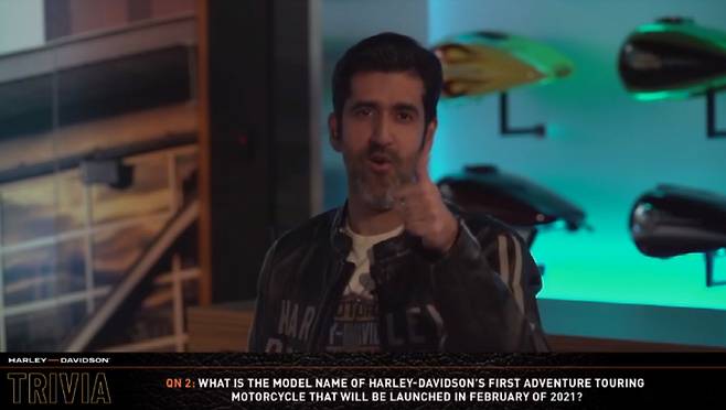 할리데이비슨이 지난 8일 가상 랠리 이벤트 '아시아 버추얼 호그 랠리'를 열고 실시간 퀴즈 이벤트를 진행했다. <사진제공=할리데이비슨 코리아>