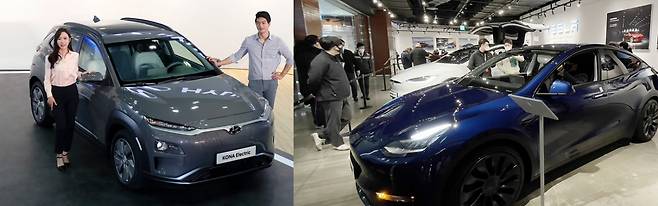 현대자동차와 테슬라가 인도 전기차 시장의 패권을 두고 정면으로 맞붙는다. 인도 내 수입차 1위를 달리는 현대차와 최근 이 시장에 진출한 테슬라가 '전기차'를 놓고 치열한 다툼을 벌일 것으로 보인다./사진=머니투데이DB, 뉴스1DB