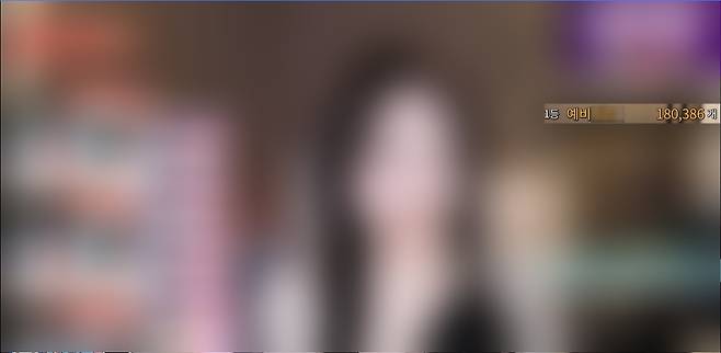 BJ들에게 한 방송에서 수천만원의 별풍선을 뿌리는 '예비OO'. 우측 랭킹에 그가 가장 많은 별풍선(약 18만개)를 선물했다고 표시돼있다. [아프리카TV 캡처]