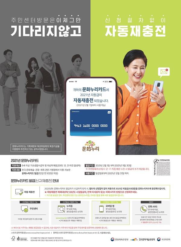 ‘문화누리카드’ 자동재충전 포스터.