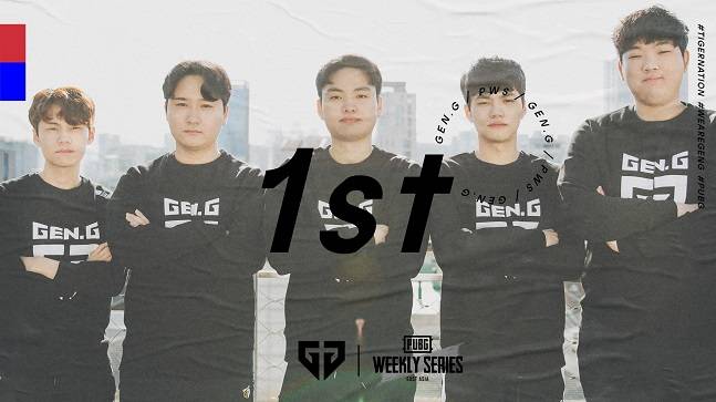 한국 프로게임단 ‘젠지’가 배틀그라운드 동아시아 e스포츠대회 ‘펍지 위클리 시리즈(PWS)’ 프리시즌 2주차 우승을 차지했다. 사진=Gen.G 공식 SNS