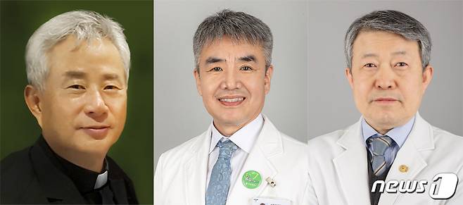대구가톨릭대학교는 제10대 의료원장에 노광수 신부(왼쪽), 제19대 병원장에 이창형 교수(가운데), 초대 의생명연구원장에 박관규 교수를 임명했다. (대구가톨릭대병원 제공)©뉴스1