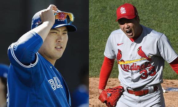 류현진(왼쪽)과 김광현. 사진=AP연합뉴스