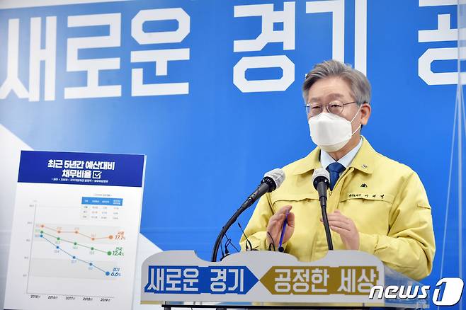 (경기=뉴스1) 진현권 기자 = 이재명 경기도지사는 22일 “경기도가 전 도민에 대한 2차 재난기본소득 보편지급을 결정한 후, 도내 시군들은 경기도와 협의를 거쳐 보편지원을 보완하는 선별지원을 결정해주셨다”고 밝혔다./뉴스1 © News1 경기사진공동취재단