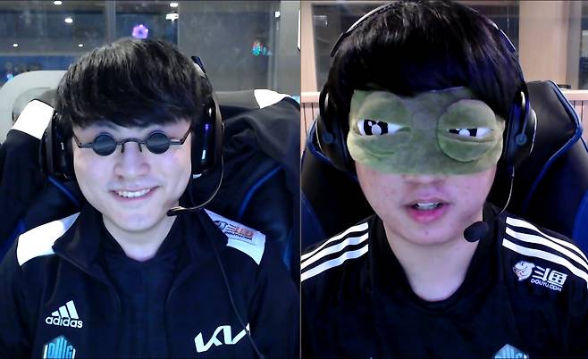 LCK 승리 인터뷰를 하는 담원 기아 '쇼메이커' 허수(왼쪽)와 '칸' 김동하(사진=LCK 중계 화면 캡처).