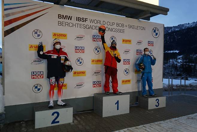 스켈레톤 월드컵 7차 대회에서 2위를 차지한 윤성빈. 사진=대한봅슬레이스켈레톤경기연맹