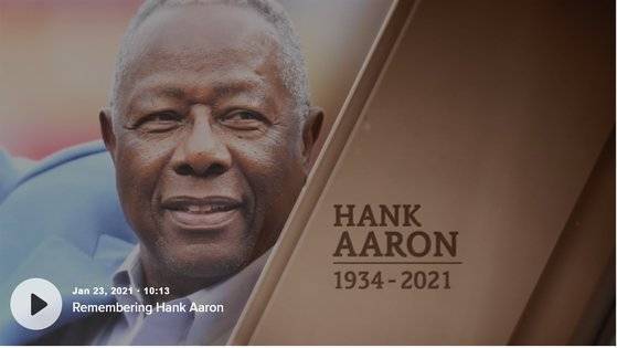 행크 애런을 추모하는 메이저리그 공식 홈페이지 화면 캡처